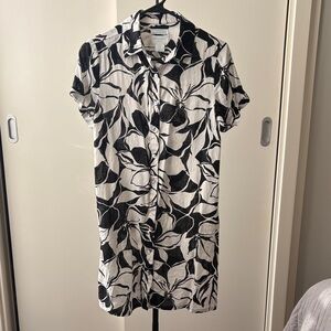 Cynthia Rowley Monochrome Floral Linen Dress